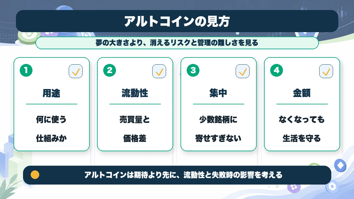 アルトコインの期待とリスクを整理した本文図解