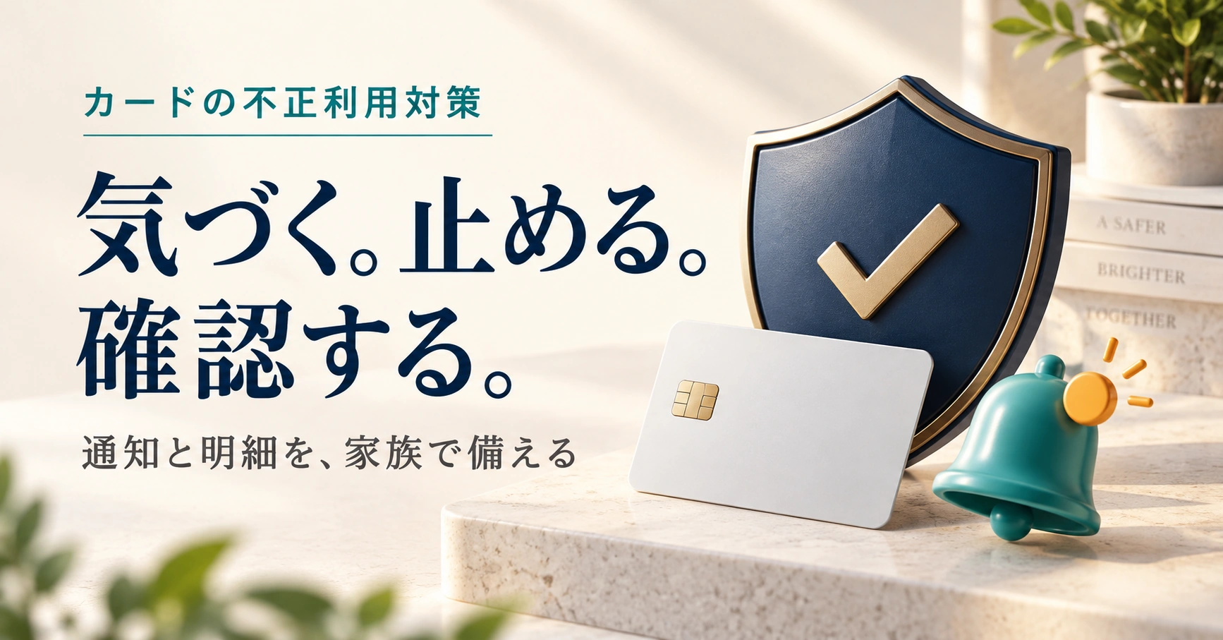 カードの不正利用対策。気づく。止める。確認する。通知と明細を、家族で備える