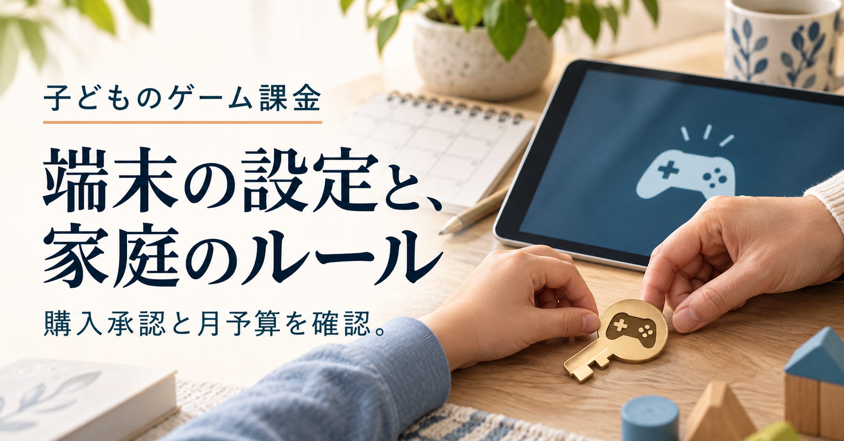 子どものゲーム課金。端末の設定と、家庭のルール。購入承認と月予算を確認