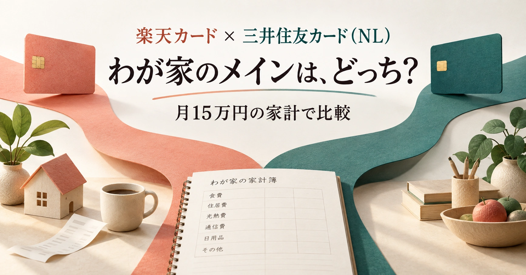 楽天カード × 三井住友カード（NL）。わが家のメインは、どっち？。月15万円の家計で比較