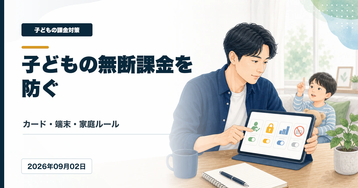 子どものゲーム無断課金を防ぐクレジットカードと端末設定を整理するアイキャッチ画像