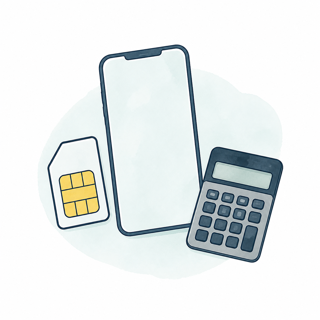 スマートフォンの通信費を比較するイラスト