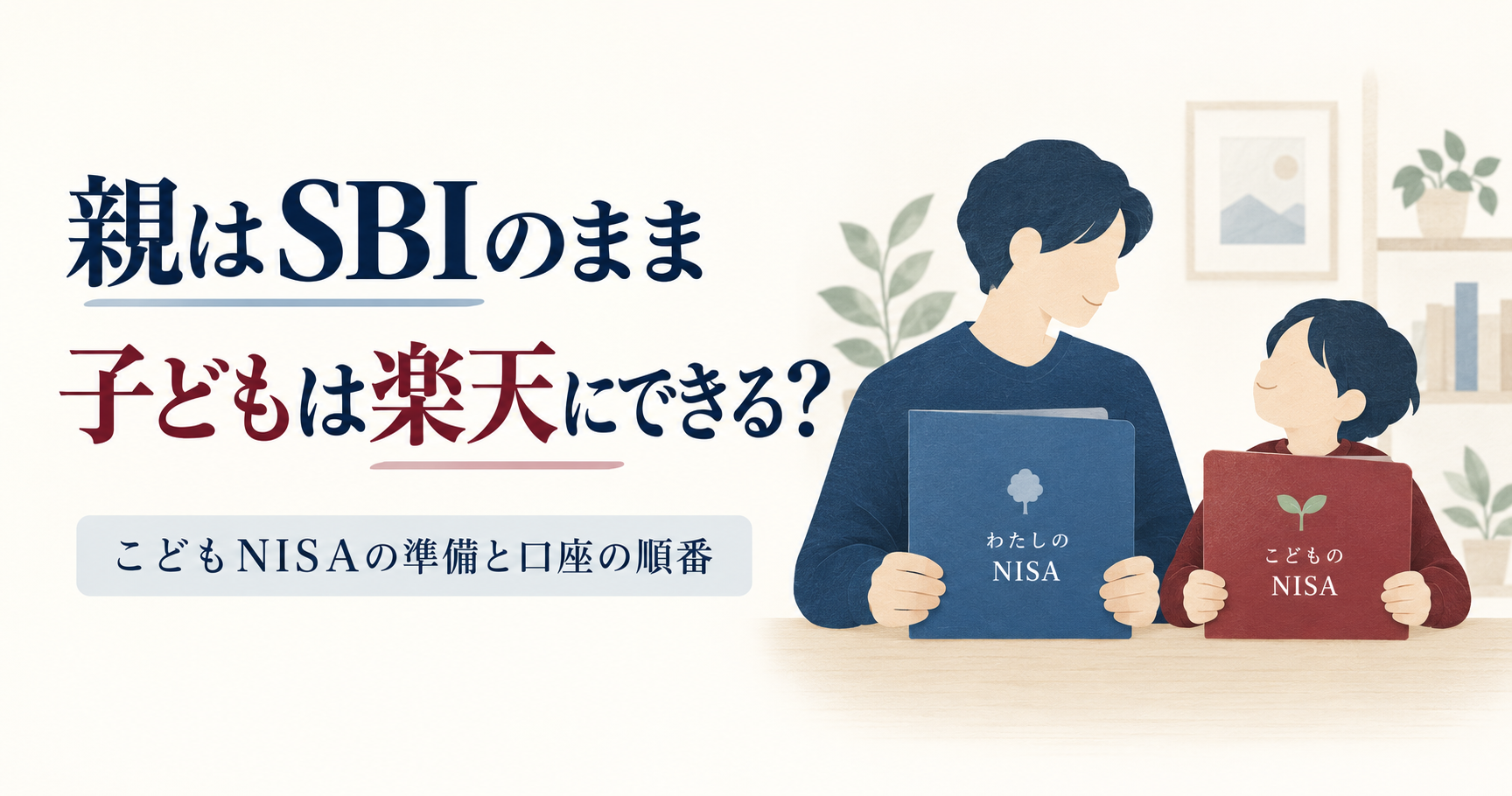 親はSBIのNISAを続け、子どもは楽天のこどもNISAを用意する口座の選び方